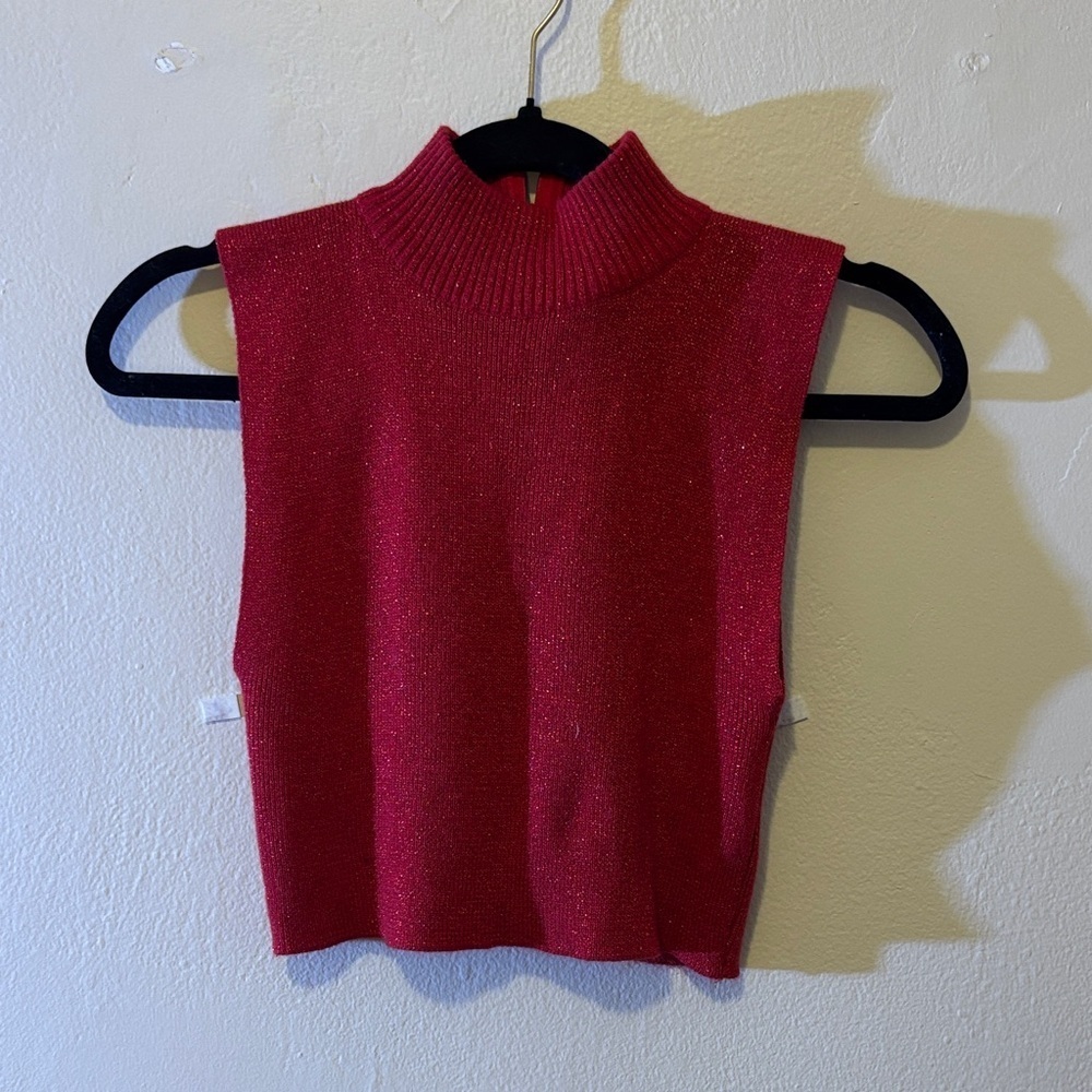 Bechamel Red Sleeveless Turtleneck Blouse